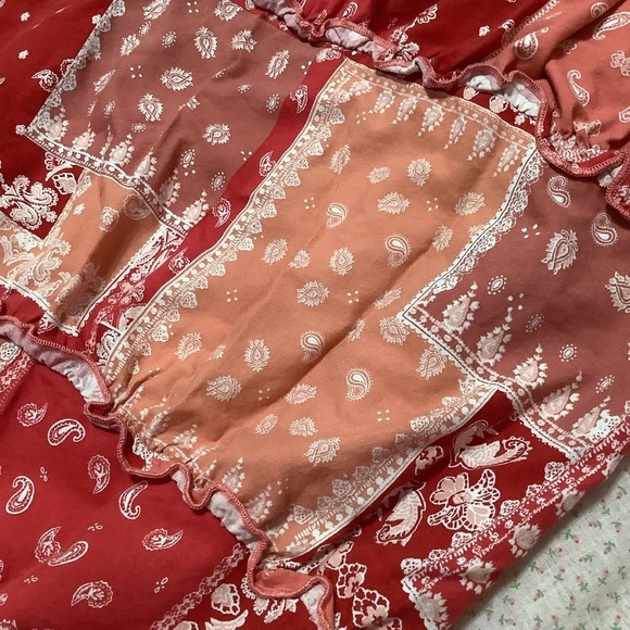 Beach Lunch Lounge Bandana Print Cowgirl Patchwork Print Babydoll Dress Medium - Picture 14 of 15